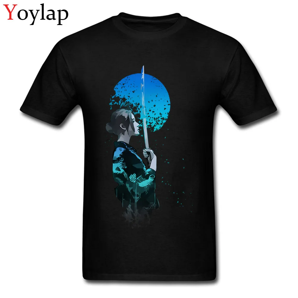 Cheap Printed On T-shirts Summer Pure Cotton O-Neck Tops Tees Short Sleeve Printed On Blue Moon Samurai Tee-Shirts Top Quality black