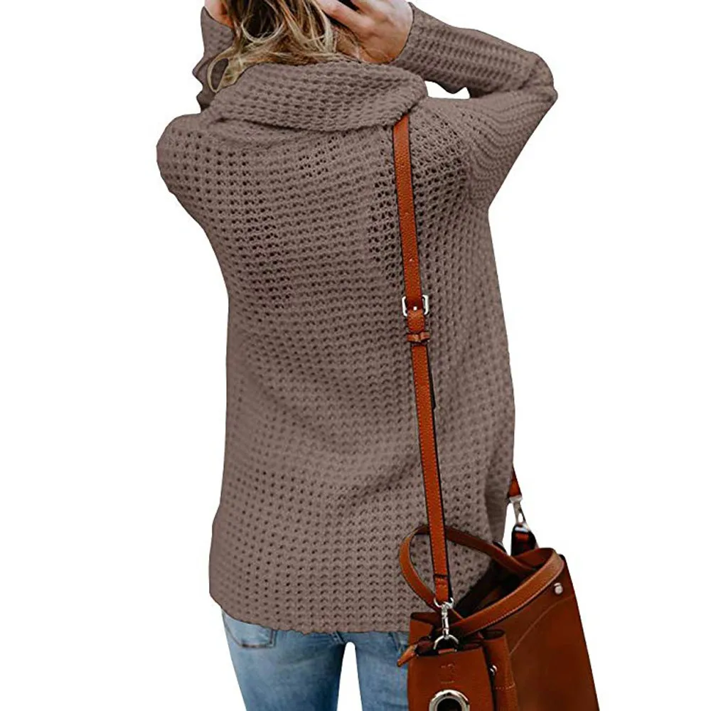 2018 осень, зима, женская модная водолазка с длинными рукавами, однотонная Толстовка пуловер Топы Размер S, M, L, XL, 2XL