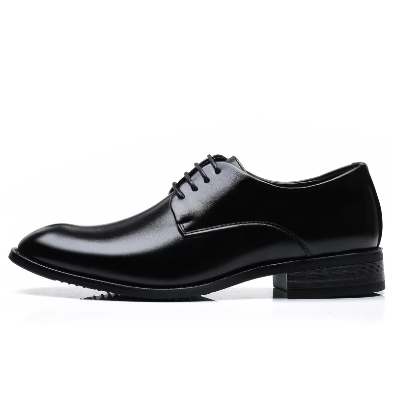 DXKZMCM/Мужские модельные туфли; Мужская официальная обувь; роскошные кожаные свадебные туфли; мужские оксфорды; большие размеры 38-47 - Цвет: Черный