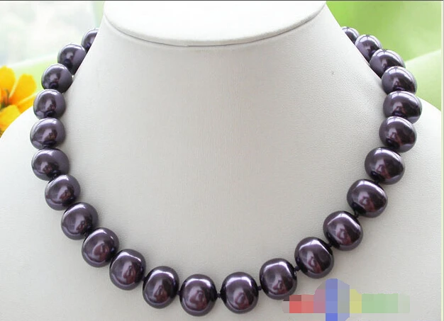 

Free shipping >>>>>p2190 17" 15mm grape purple egg SEA SHELL PEARL NECKLACE
