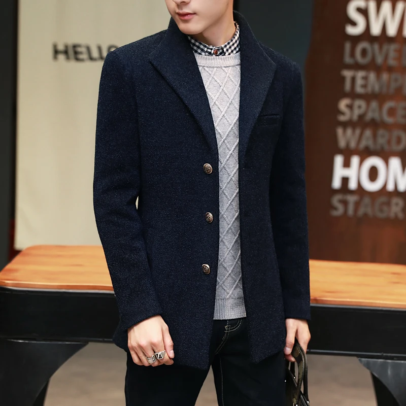 Men Wool Pea Coat 2016 Stylish Jaquetas Masculinas Mens