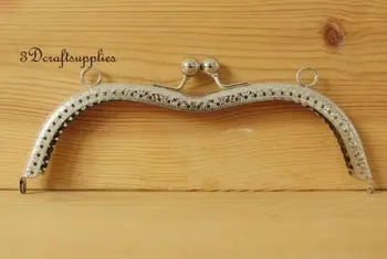 

bag purse metal frame sewing frame clasp Eyeglass 19 cm x 6 cm silver D60