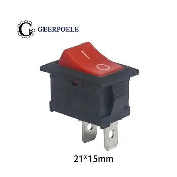 

10 pcs/lot KCD1 21*15 2 Pin Red 250V 6A Boat Switch Snap-in SPST ON OFF Rocker Position Switch