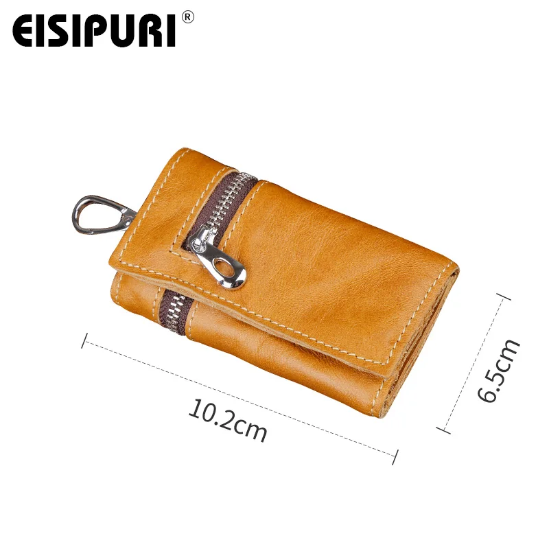 Genuine Leather Purse Zipper Key Wallets Women Key Holder Men Car Keys Bag Men's Case Casual Package Head Layer Cowhide key case key holder key organizer key purse