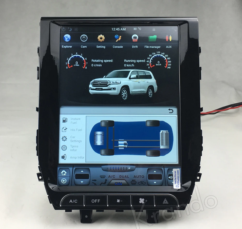 Perfect Krando Android 8.1 12.1" Vertical screen car multimedia player GPS for Toyota Land Cruiser lc100 2002-2007 navigation system BT 15