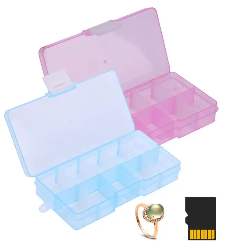 

10 Grids Transparent PP Plastic Storage Box Jewelry Small Components Hardware Tools Storage Box Detachable Jewelry Case