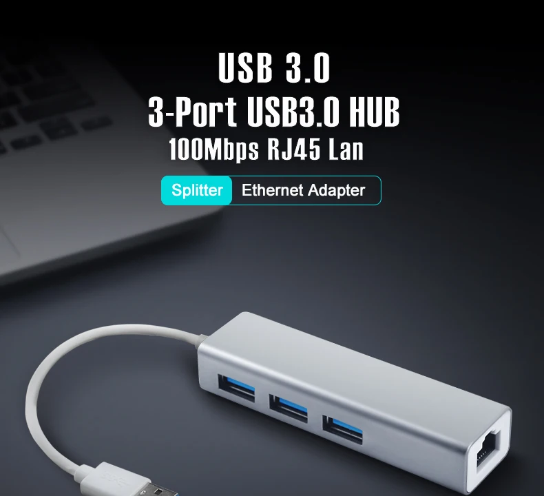 OFCCOM USB Ethernet адаптер с 3 Порты USB 3,0 концентратор для RJ45 10/100 Мбит/с Соединительная плата локальной компьютерной сети сплиттер для портативных компьютеров Mac iOS