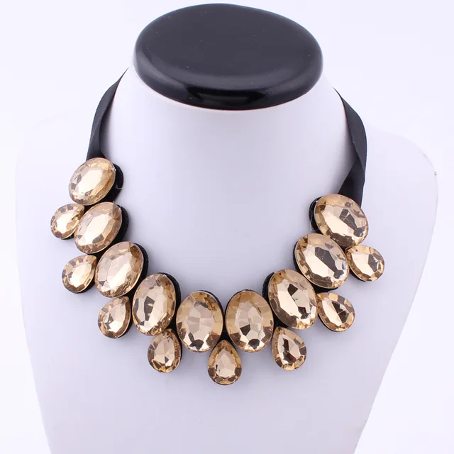 Gargantilla de cristal con diamantes de imitación para mujer, collar ajustable con forma de gota de agua ovalada, en 4 colores, para fiesta Gargantilla de cristal con diamantes de imitación para mujer, collar ajustable con forma de gota de agua ovalada, en 4 colores, para fiesta