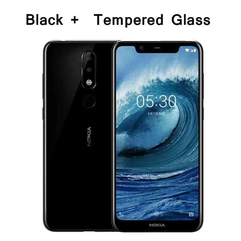 With Tempered Glass Nokia X5 5,86 дюймов HD+ смартфон Helio P60, четыре ядра, две sim-карты, отпечаток пальца ID, 3060 мАч, LTE, 4G, Android, мобильный телефон - Цвет: With Tempered Glass