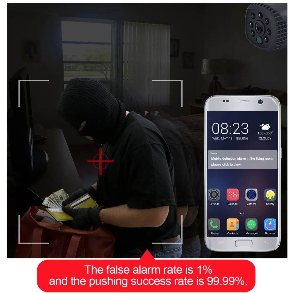 1080P Мини Wi Fi камера APP удаленный монитор Домашняя безопасность P2P IR Ночная