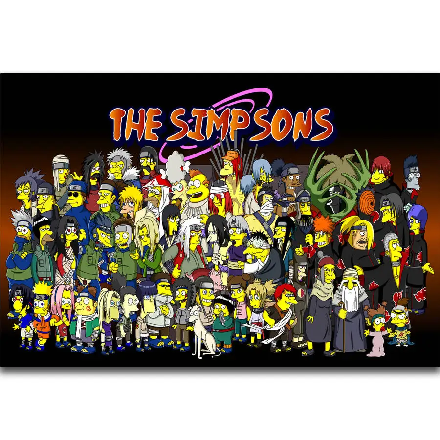 

S1244 Naruto As The Simpsons Hot Cartoon All CHaracters Wall Art Painting Print On Silk Canvas Poster Home Decoration