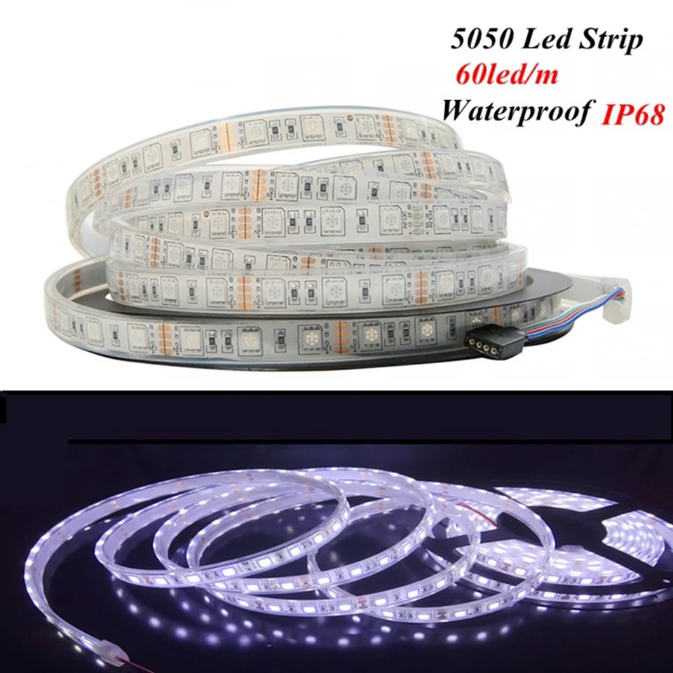 5 м/Roll DC12V IP68 Водонепроницаемый Светодиодные ленты SMD5050 60 светодио дный S/M