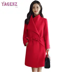 Зимняя Корейская версия Для женщин длинные шерстяные куртки 2018 Новые Высокое качество теплая шерсть пальто стильные элегантные Большие
