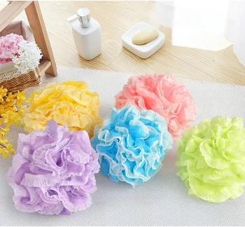 

50pcs Thickening Lace Bathing Ball Home Lovely Large Rubbing Bath Ball Children Bath Flower 5 Colors