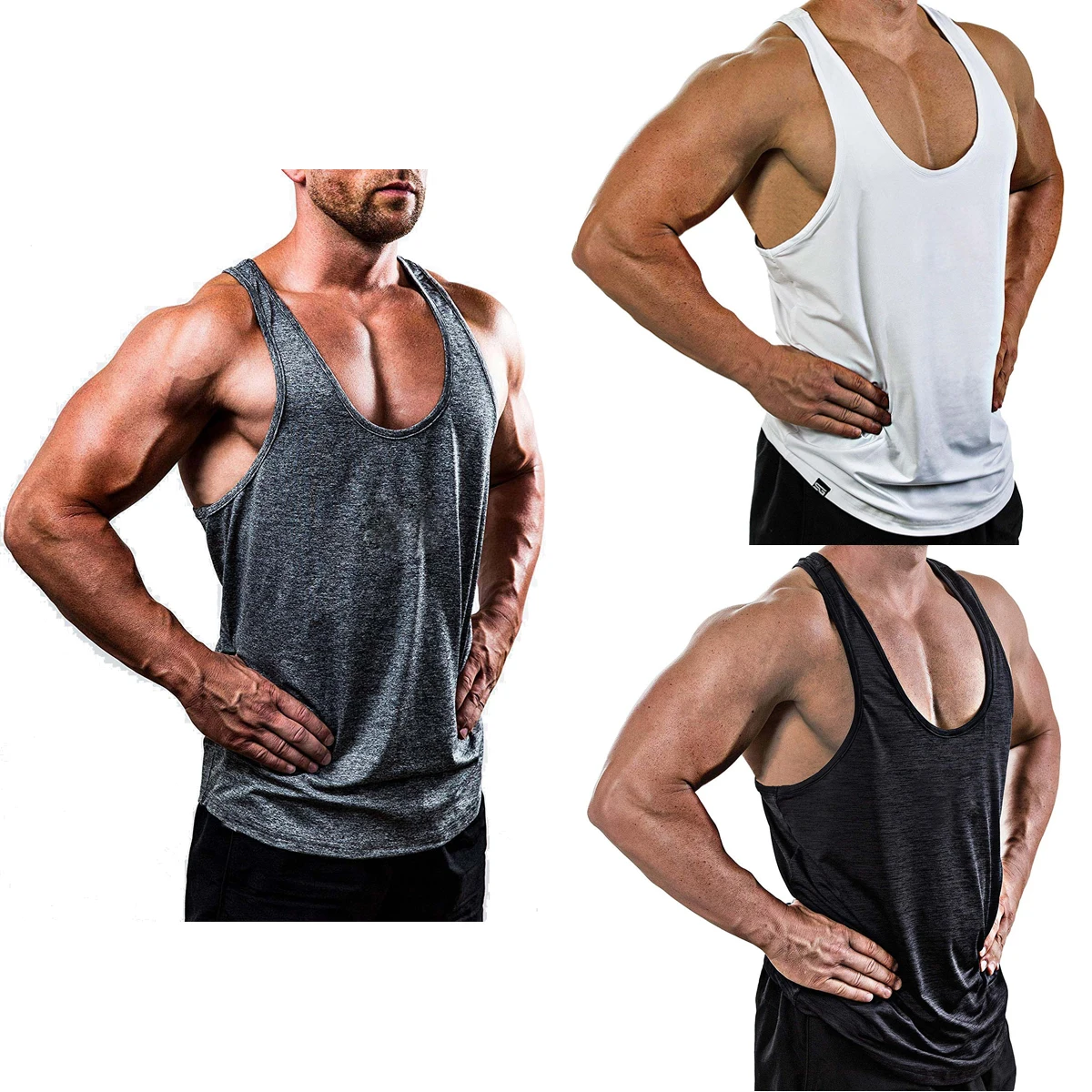 

Mens Gym Tank Tops Muscle Stringer Bodybuilding Workout Sleeveless Gym Shirts