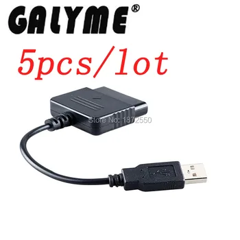 

5pcs/lot NEW ARRIVE Black Color USB Adapter Converter Cable For Game Controller For PS2 to For PS3 PC Video Game Accessories