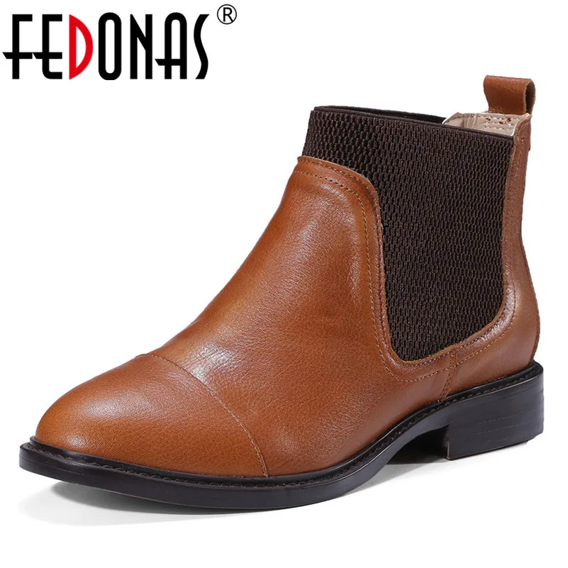 

FEDONAS Fashion Women Motorcycle Boots Round Toe Genuine Leather Short Martin Shoes Woman Retro Comfort Casual Shoes Basic Boots