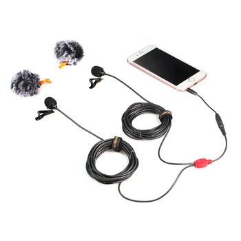 

CoMica Universal Microphone 4.5M Dual-head Two-way Audio Video Blogging Youtube Podcasting Videocasting Clip Mic for Camcorders