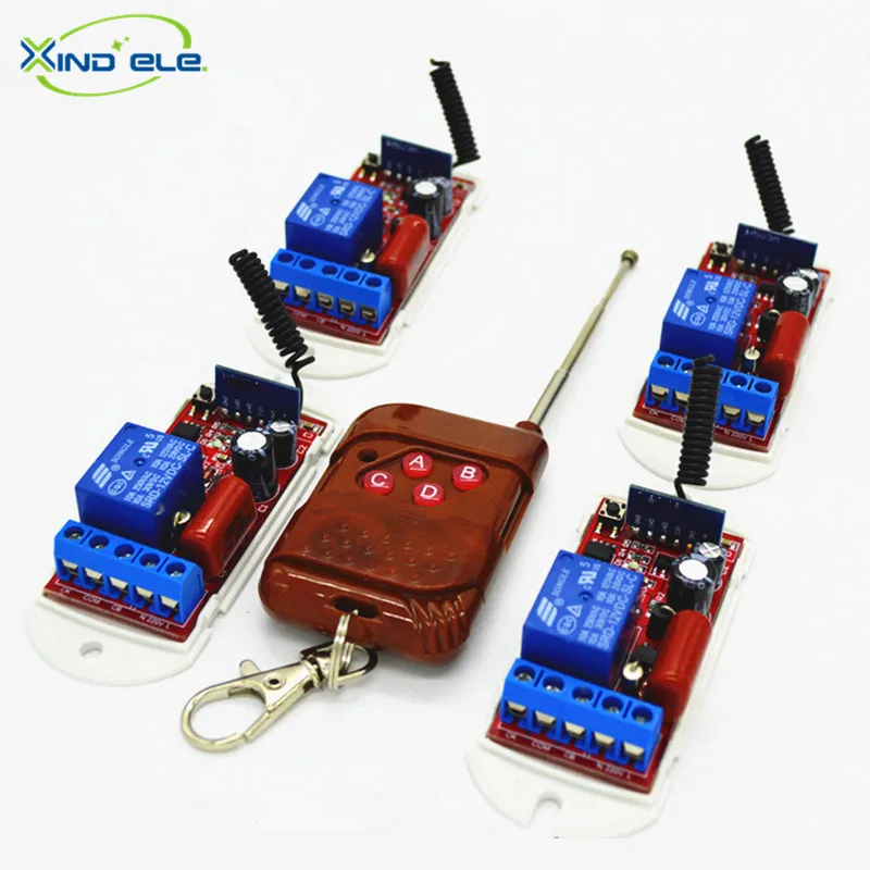 

XIND ELE 4pcs Wireless Remote Control Light Switch AC110V-220V 4-key 315mhz Transmitter For Home Automation #RF220-1L-315-4+PW4#
