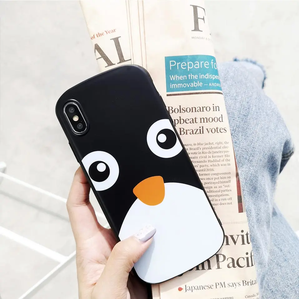 Милый чехол для телефона с пингвином iPhone XS Max 6 7 8 мягкая задняя крышка из ТПУ S Plus X
