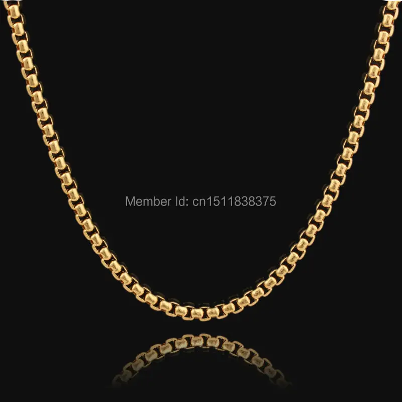 High Quality . Gold Color Necklace Men Women New Trendy 55CM 45CM