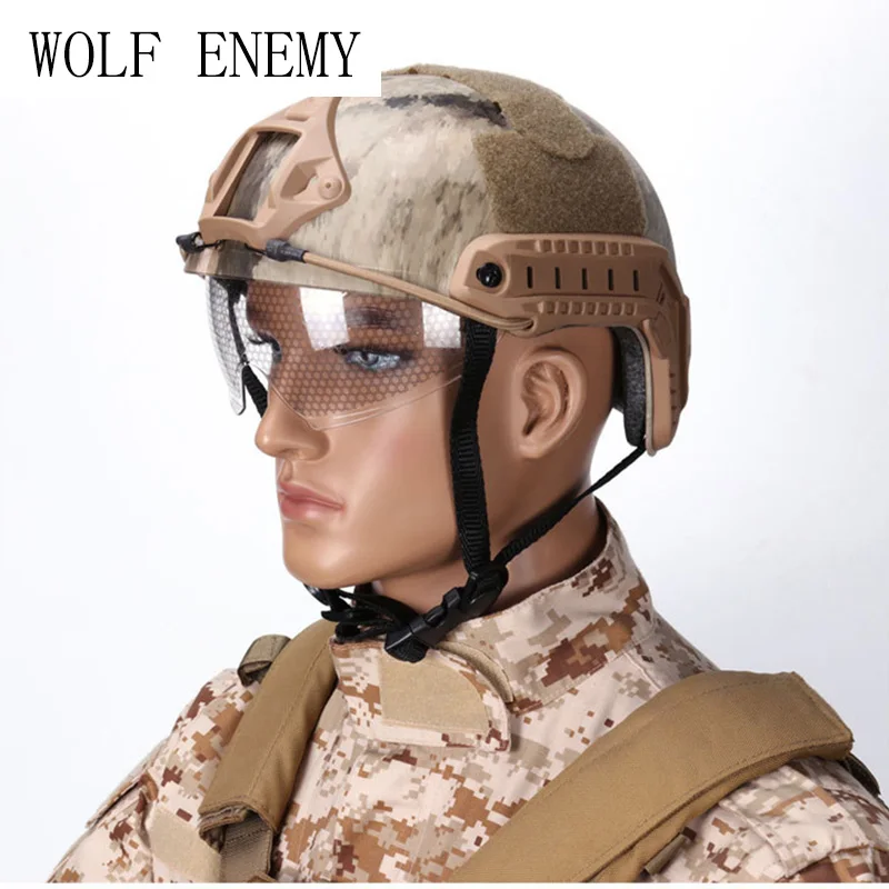 Шестерни БЫСТРО шлем с защитным Goggle MH Тип Тактический Защитный Страйкбол Спортивная безопасность Военная Униформа армейские Велоспорт шлем