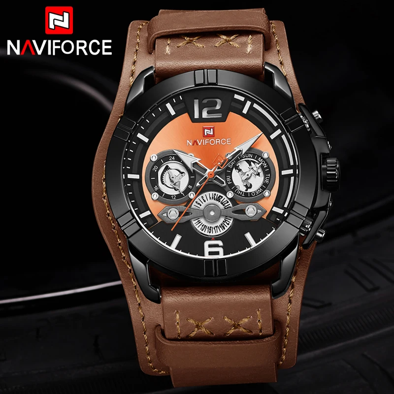 

NAVIFORCE Luxury Brand Analog Sports Men Watches Fashion Causal Quartz Leather Strap Wristwatch Date Male Clock Reloj Hombre