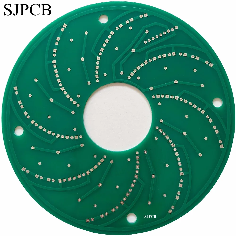 SJPCB круглый FR4 монтажная плата освещение PWB прототип или массовое производство поддерживается Быстрая время с хорошей ценой ПРОИЗВОДИТЕЛЬ