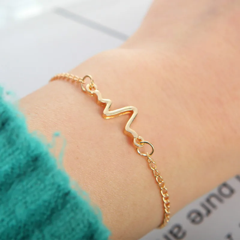 

Korean version of the jewelry, simple and simple personality design, electrocardiogram, couple alloy bracelet