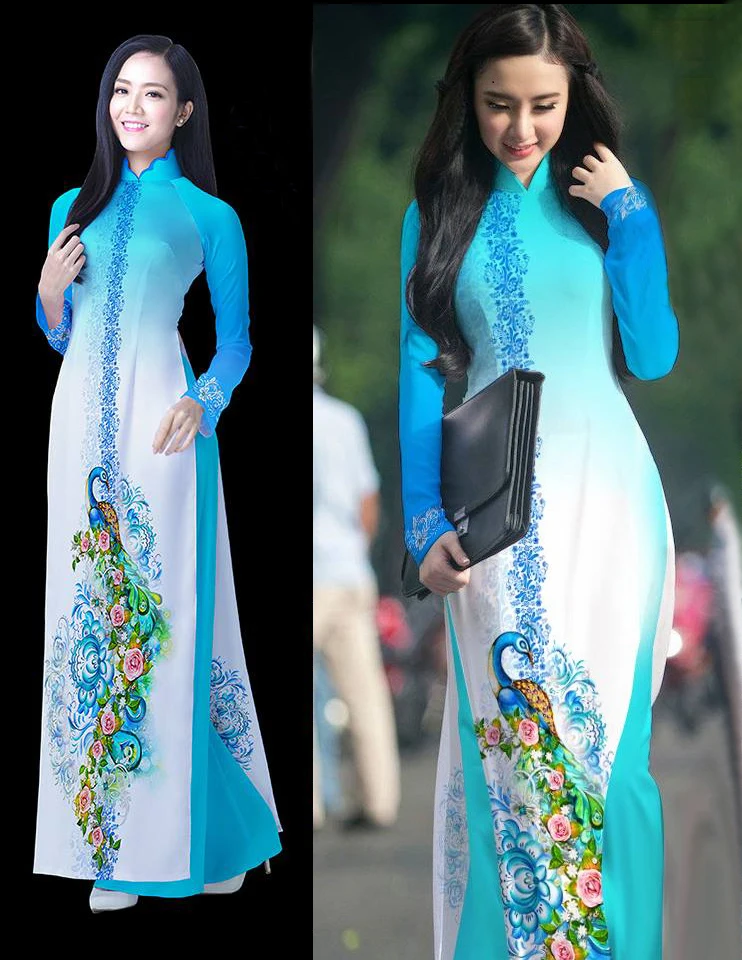 Aodai вьетнамская одежда cheongsam aodai вьетнамское платье вьетнамское традиционное платье cheongsam Современное женское aodai ao-dai - Цвет: see chart