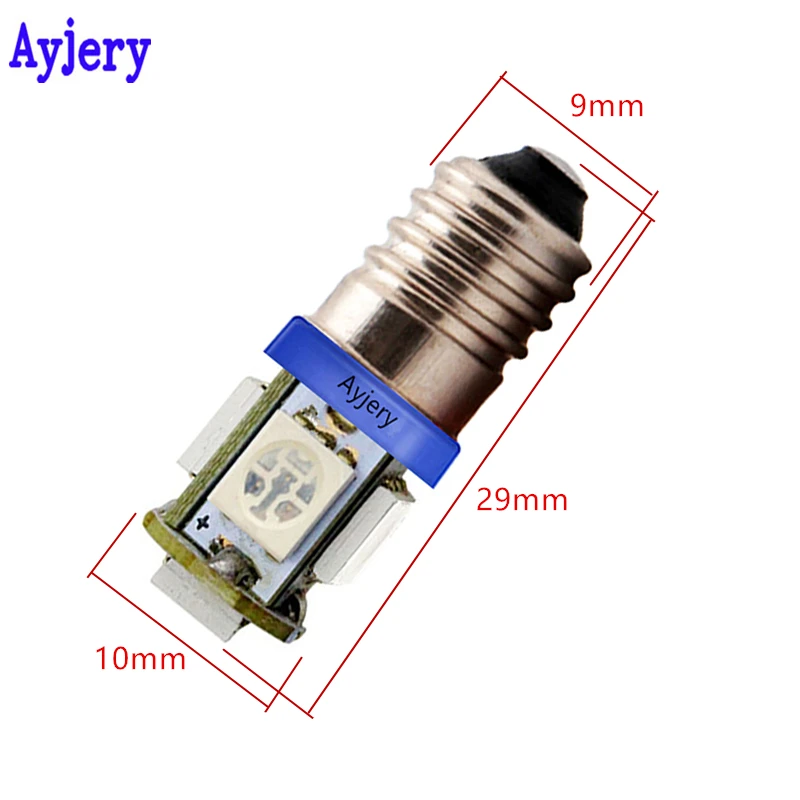 AYJERY 24V 300pcs E10 светодиодный светильник 5 SMD 5050 3 чипы с винтовым зажимом лампа для