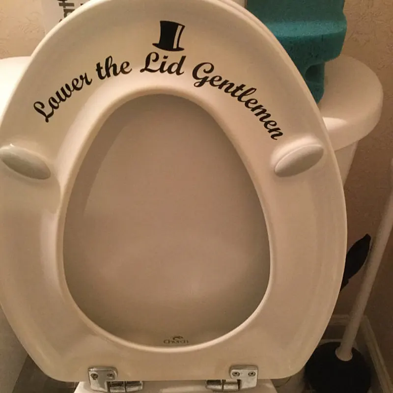 Lower the Lid Gentlemen Creative Toilet Seat Decal Funny Potty Vinyl