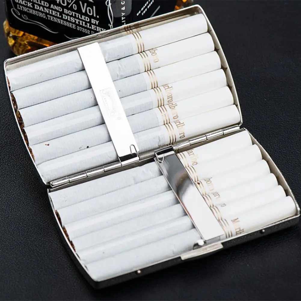 

Stainless Steel Cigarette Storage Box For 12-piece Cigarette Case Holder Pocket Case Cigarettes Storage Container PortableQ113