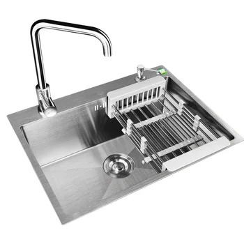 

304 stainless steel manual sink single tank kitchen sink sink thickening sink package LU42710