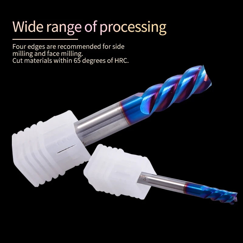 

1PCS Cutting HRC65 4 Flute Alloy Carbide Tungsten Steel Milling Cutter End Mill Metal Cutter 1mm 2mm 3mm 4mm 6mm Milling Tools