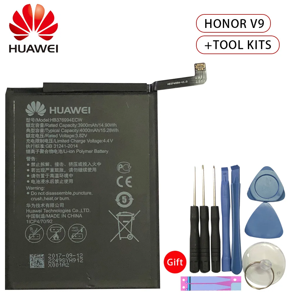 Аккумулятор huawei honor 8 Pro батарея DUK-AL20 DUK-TL30 HB376994ECW 4000 мАч полная емкость huawei V9 батарея