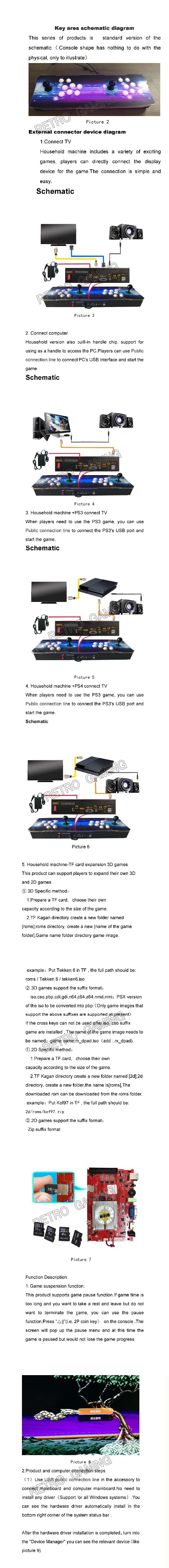 135 шт. 3D игры Pandora аркадная консоль 2650 в 1 семейная светодиодная Игровая приставка для детей 2 плеера HDMI VGA выход на ТВ