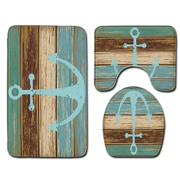 

Eco-Friendly Ship's Anchor Bathroom Rugs Anti Slip Bath Mats Toillete Seat Cover Rug 3D Toilet Mat for Home Decor 1pc U Carpet