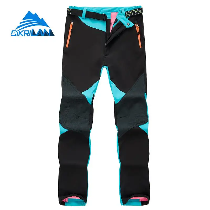 Las señoras calientes del invierno Fleece Lined senderismo al aire libre senderismo Softshell Pantalones mujer resistente al agua deporte escalada Camping Pantalones