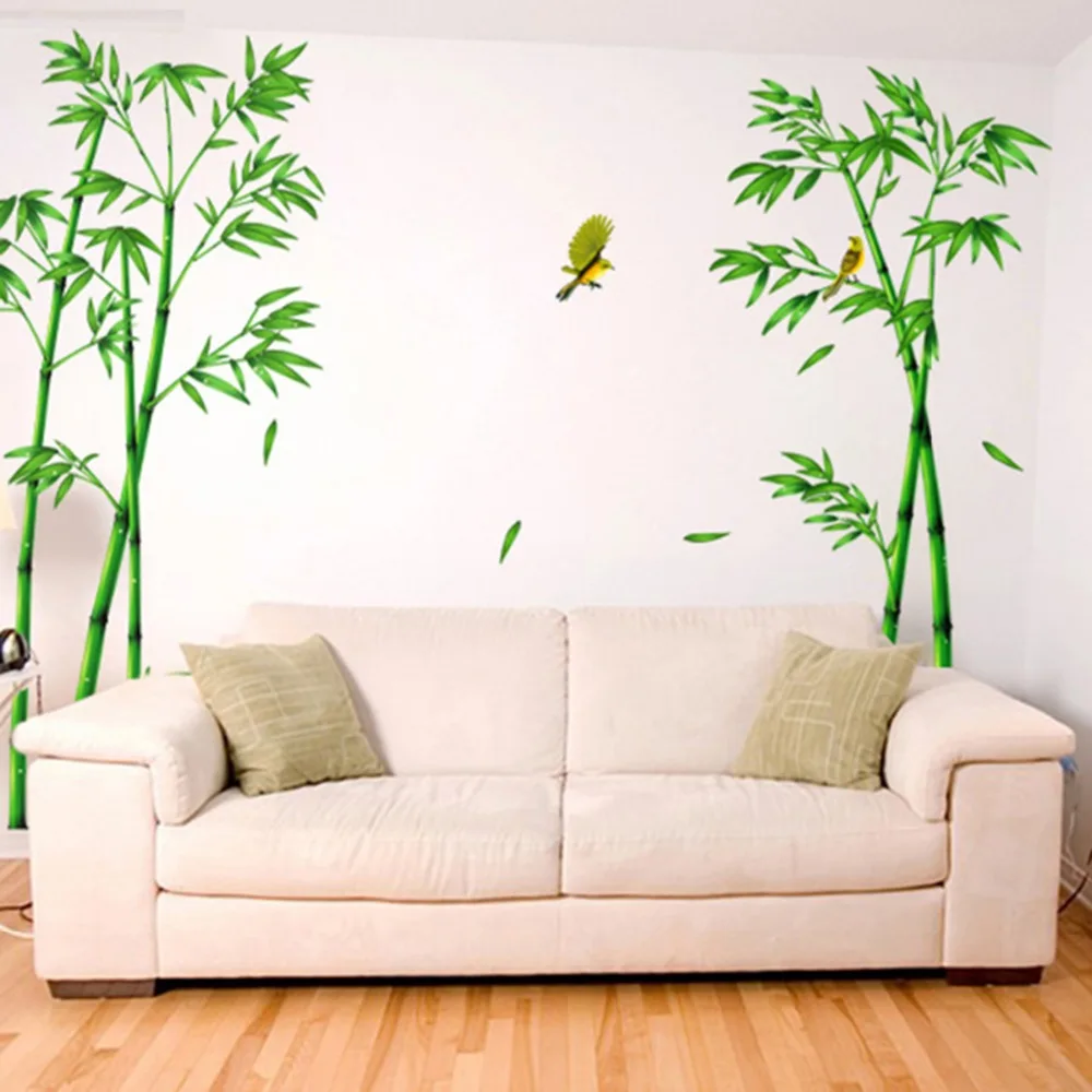 Green Bamboo Forest Wall Stickers Vinyl DIY Decorative Mural Art for