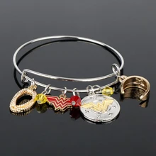 Wonder Woman Charm Bracelet with Armor/Tiara/Crystals Diana Prince Justice League Cosplay Adjustable Expandable Bangle