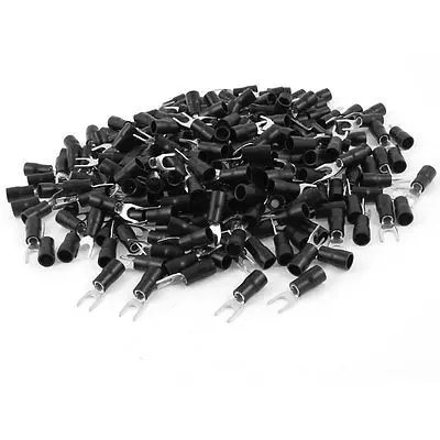 

500 Pcs Pre Insulated Fork Terminals Connectors for #10 Bolt AWG 14-12 Wire