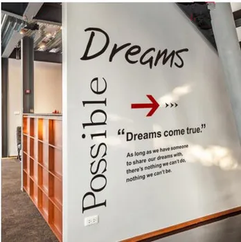 

DIY PVC wall sticker Dreams come true Inspirational character quote art mural autocollant mural for office decoration