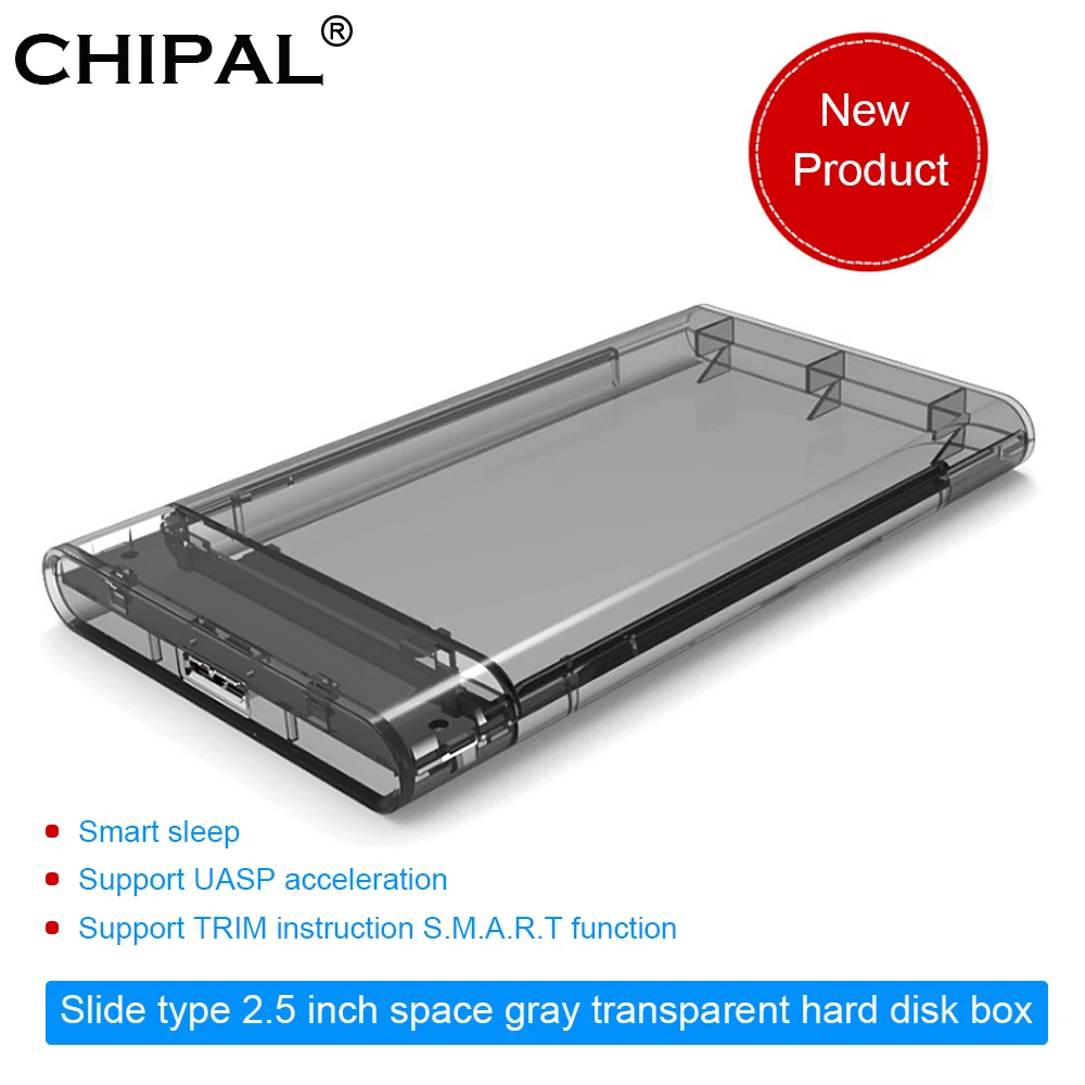 

CHIPAL High Speed 2.5" Transparent Case USB 3.0 SATA Box HDD Hard Disk Drive External HDD Enclosure Tool Support 2TB SDD Caddy