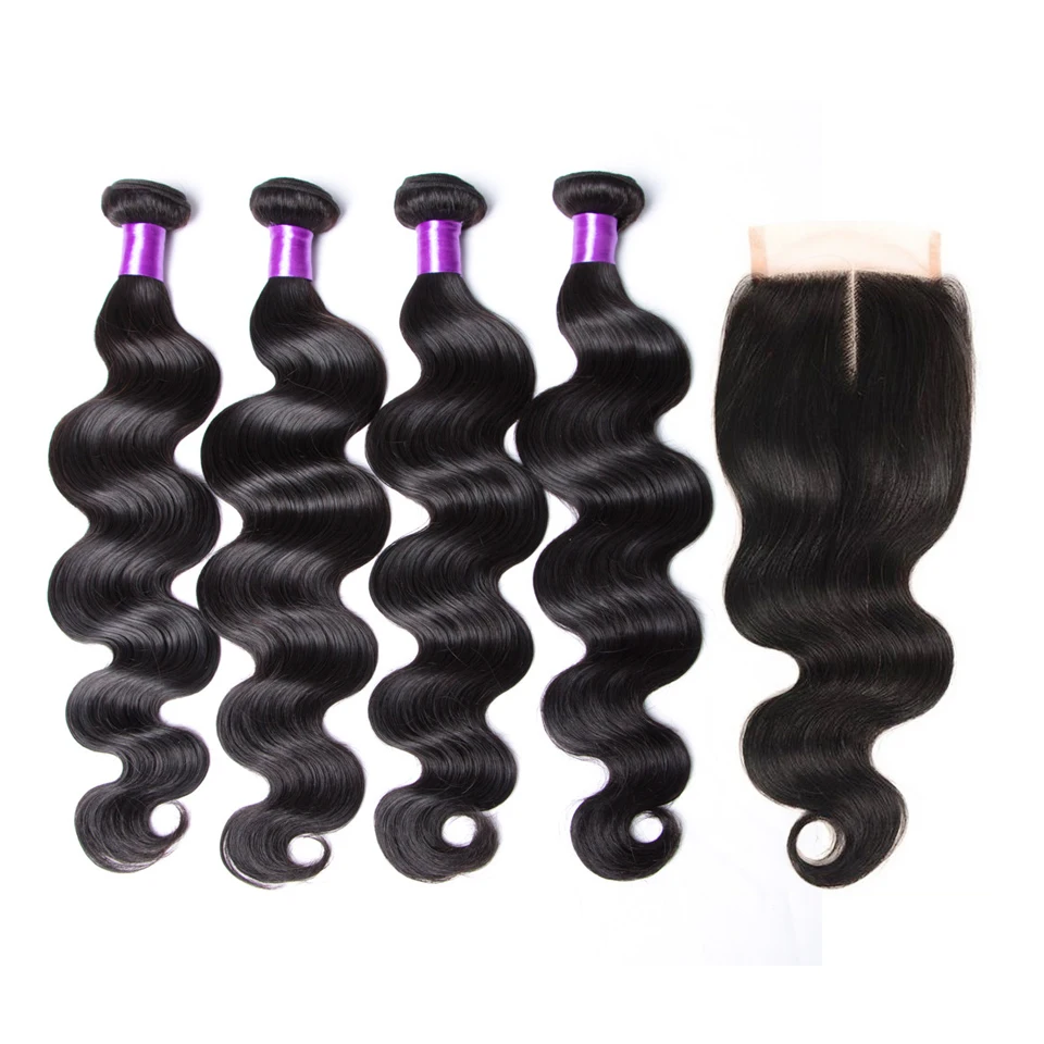 8A Peruvian Virgin Hair Bundles Body Wave With Closure Rosa Hair Products With Closure Humain Hair 3 Bundles With Lace Closures