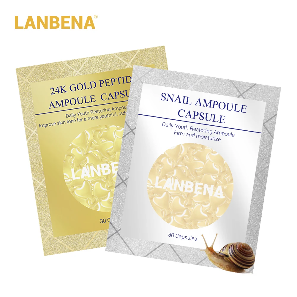 LANBENA Snail Moisturizing Ampoule Capsule Facial Cream + Wrinkles Eye Serum acne...