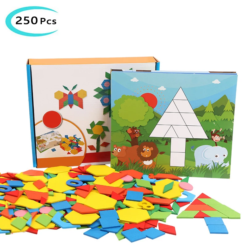 250 шт. геометрические головоломки Tangram игрушки креативные деревянные забавные