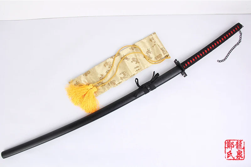 Japanese katana swords samurai 51 inch For Bleach Anime cosplay Zangetsu Kurosaki Ichigo sword real steel blade plating black - Цвет: Carbon steel