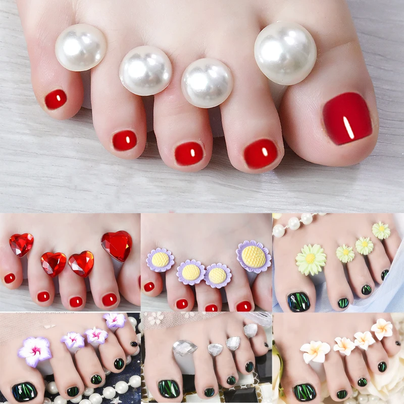 New Silica Gel Foot Toe Separator Finger Protector Nail Tips Flower Red Heart Image For Flexible Use UV Polish Art Tool | Красота и