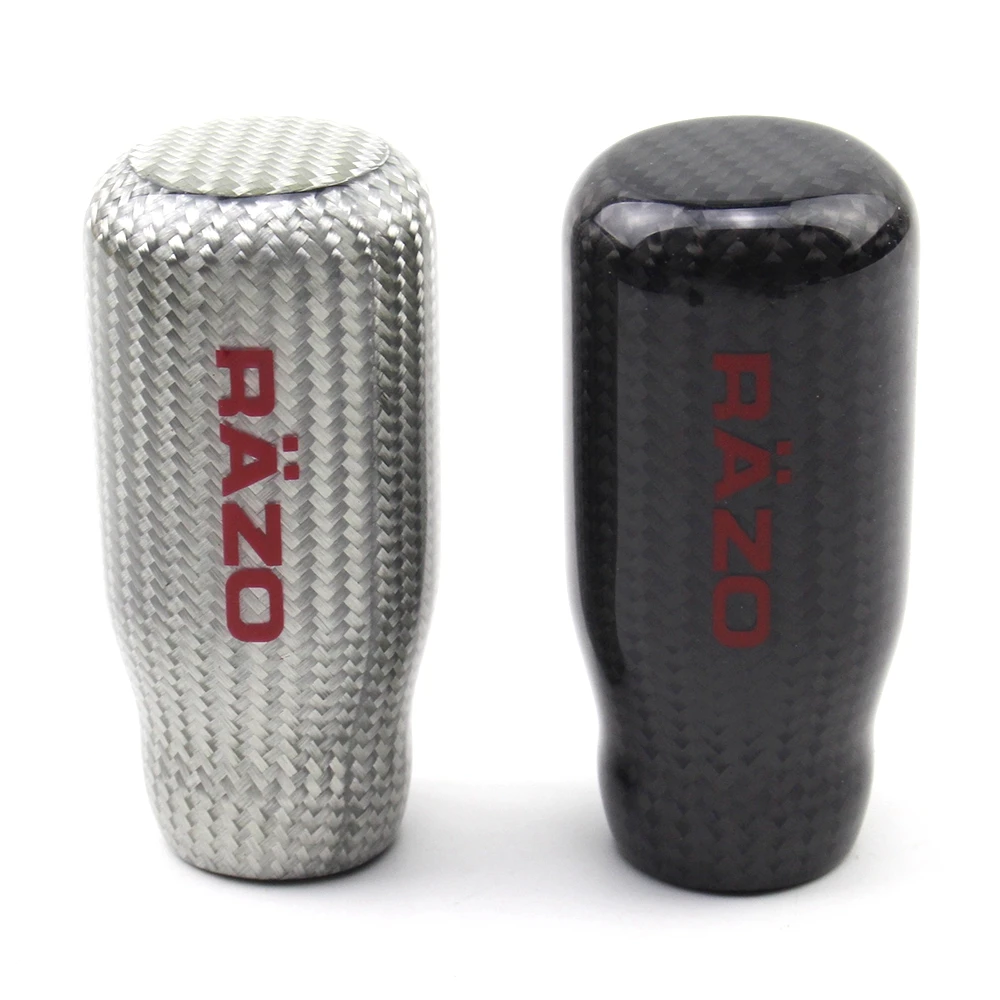 

Universal Black/Silver RAZO Carbon Fiber Racing Sport Gear Shifter Knob